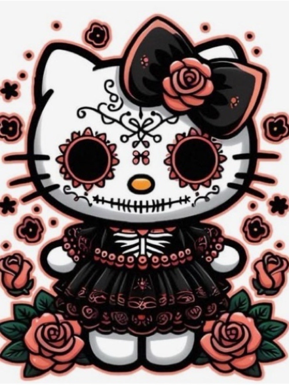 Hello Kitty Sugar Skull tee shirt Print in Black and Pink pick any tee shirt sz